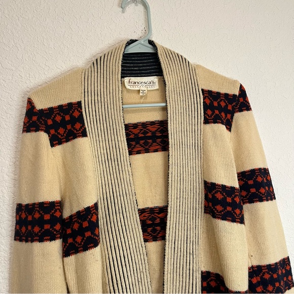 Francesca's Collection Striped Aztec Southwestern Cardigan Sweater Womens Sz S - Picture 2 of 11